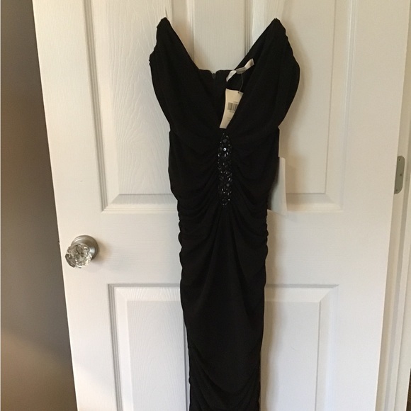 Boston Proper Jeweled Ruched Dress Proper Black - Picture 3 of 11